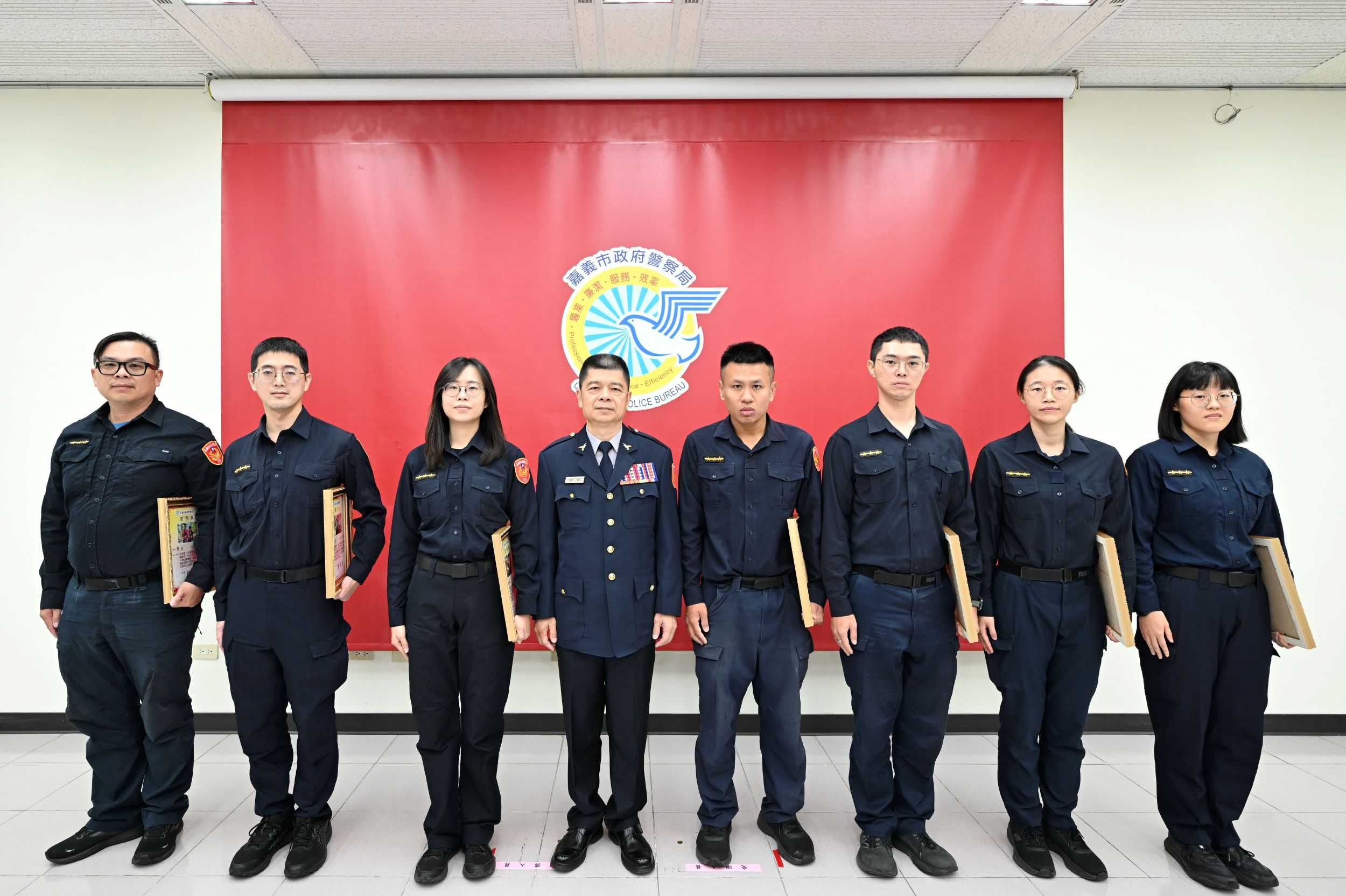 ▲嘉義市政府警察局表揚員警好人好事績優人員。(圖/嘉義市政府提供)