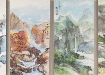 ▲吳梅嶺的〈山水四品〉。（圖/嘉義縣政府提供）