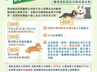 ▲113年雲林縣犬貓三合一絕育補助活動開始囉!(圖/雲林縣政府提供)