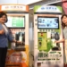 ▲縣長張麗善、台塑生醫董事長王瑞瑜示範以自備容器到「智慧補充站」裝填