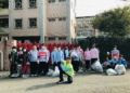 ▲北興國中學生們不畏天候，身體力行將檜河清運出15.1公斤的垃圾。(圖/嘉義市政府提供)