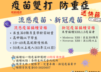 ▲流感、新冠疫情上升！嘉義縣打疫苗送10劑快篩。(圖/嘉義縣政府提供)