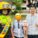 ▲嘉義市政府警察局長陳明志(右一)今(1)日率隊至校園宣導交通安全。(圖/嘉義市政府提供)