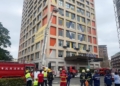 ▲嘉義市消防局特於春節前來到「福容大飯店」進行大型消防組合訓練，提升提升高層建築物搶救效能。(圖/嘉義市政府提供)