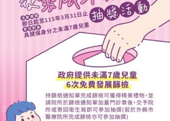 ▲免費提高兒童發展篩檢率，嘉義市政府衛生局推出「寶貝嘉倍幸福 從發展篩檢開始」抽獎活動。(圖/嘉義市政府提供)