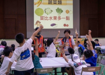 ▲營養尖兵兒童夏令營充滿許多趣味十足的互動方式，讓參與的學童玩的不亦樂乎。(圖/嘉義市政府提供)