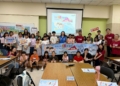 ▲反菸小尖兵育樂營學員宣導共同展現拒菸決心。（圖/雲林縣政府提供）