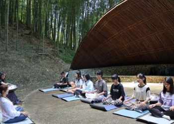 ▲竹林間體驗手碟聲療，沉浸大自然的療癒氛圍。（圖／雲林縣政府提供）