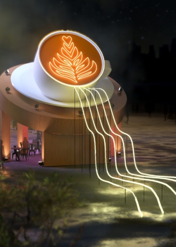 ▲「智慧城市燈區」之「城市暖光咖啡館」。（圖/嘉義縣政府提供）