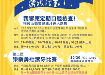 ▲「第二屆樂齡勇壯口腔保健選拔活動」精心規畫豐富獎勵內容，邀請樂齡長者踴躍參加。(圖/嘉義市政府提供)