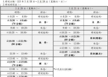 ▲考試日期及時間表。(圖/雲林縣政府提供)