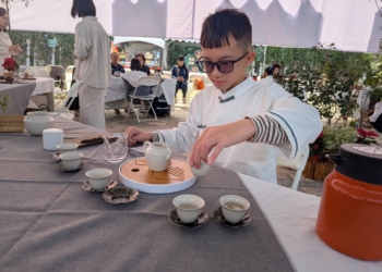 ▲「小小泡茶師培力課程」學員於成果發表會示範茶道,專注表現獲得肯定。(圖/嘉義縣政府提供)