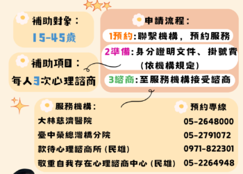 ▲15至45歲青壯世代可獲3次心理諮商補助，有壓力應勇於說出口。（圖/嘉義縣政府提供）