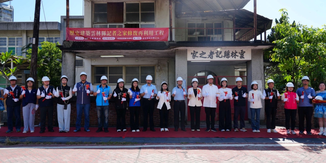▲修復再利用工程動工典禮，縣長張麗善帶領大家，宣告這座陪伴地方走過近一甲子的建築正式開啟重生之路。（圖/雲林縣政府提供）