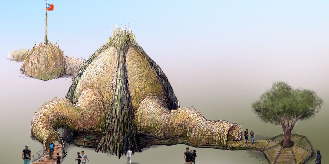 ▲「嘉義夢燈區」主燈「光之新徑」模擬設計圖，為一座可步入、可互動的沉浸式大型裝置藝術。（圖/嘉義縣政府提供）